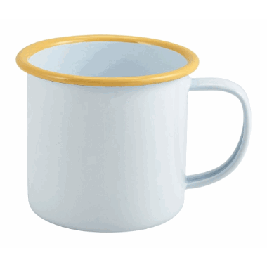 Enamel Mug White with Yellow Rim 36cl/12.5oz