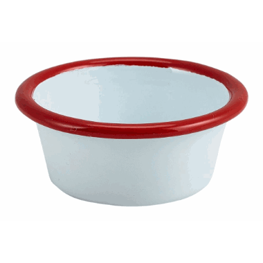 Enamel Ramekin White with Red Rim 8cm Dia 90ml/3.2oz