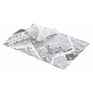 Greaseproof Paper Hvit Avis Design 25x35cm (1000 Stk)