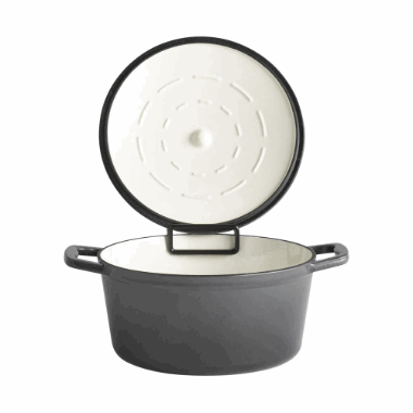 Stpejernsgryte emalj svart, 4L :25cm, H:11,5/17,5cm induk