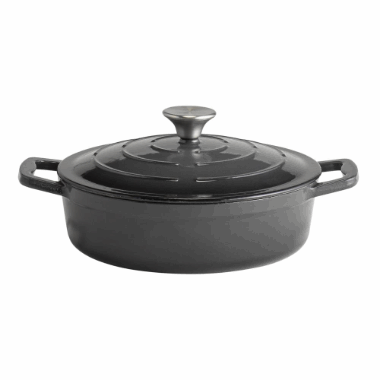 Stpejernsgryte emaljert svart, 3L :28cm, H:7/13cm induk