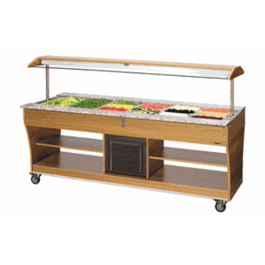 Buffet 6x1/1GN kjlt m/hjul.pusteskjerm og lys. Teak